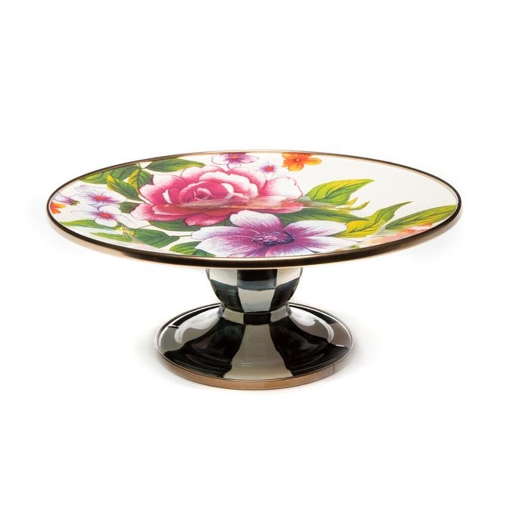 NEW Mackenzie-Childs White Flower Market  Mini Pedestal Platter
